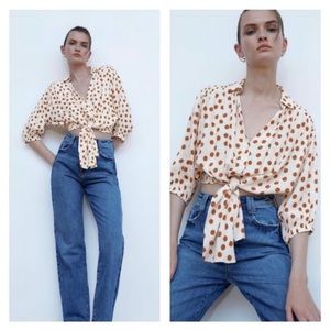Zara Polka Dot Tie Top